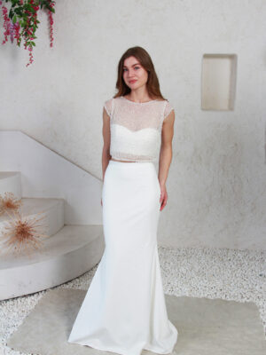Glitzer Top <br> und Rock aus Krepp für die Hochzeit
