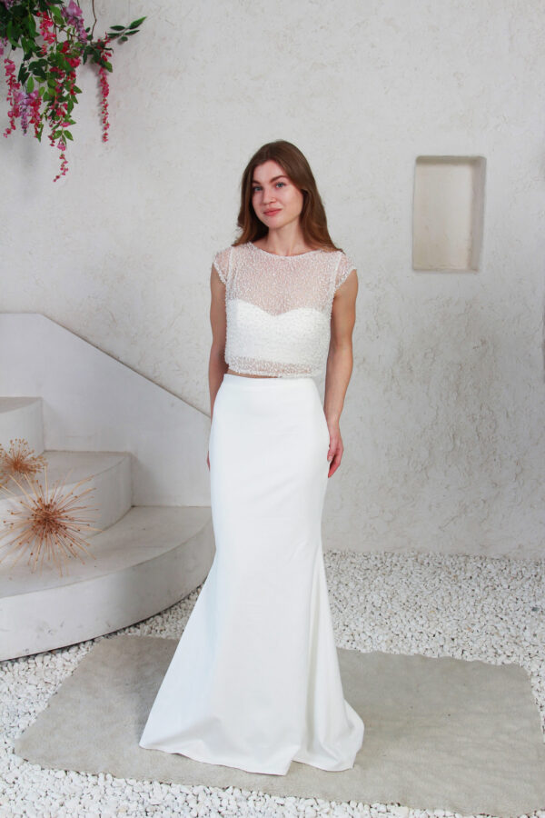 Glitzer Top <br> und Rock aus Krepp für die Hochzeit